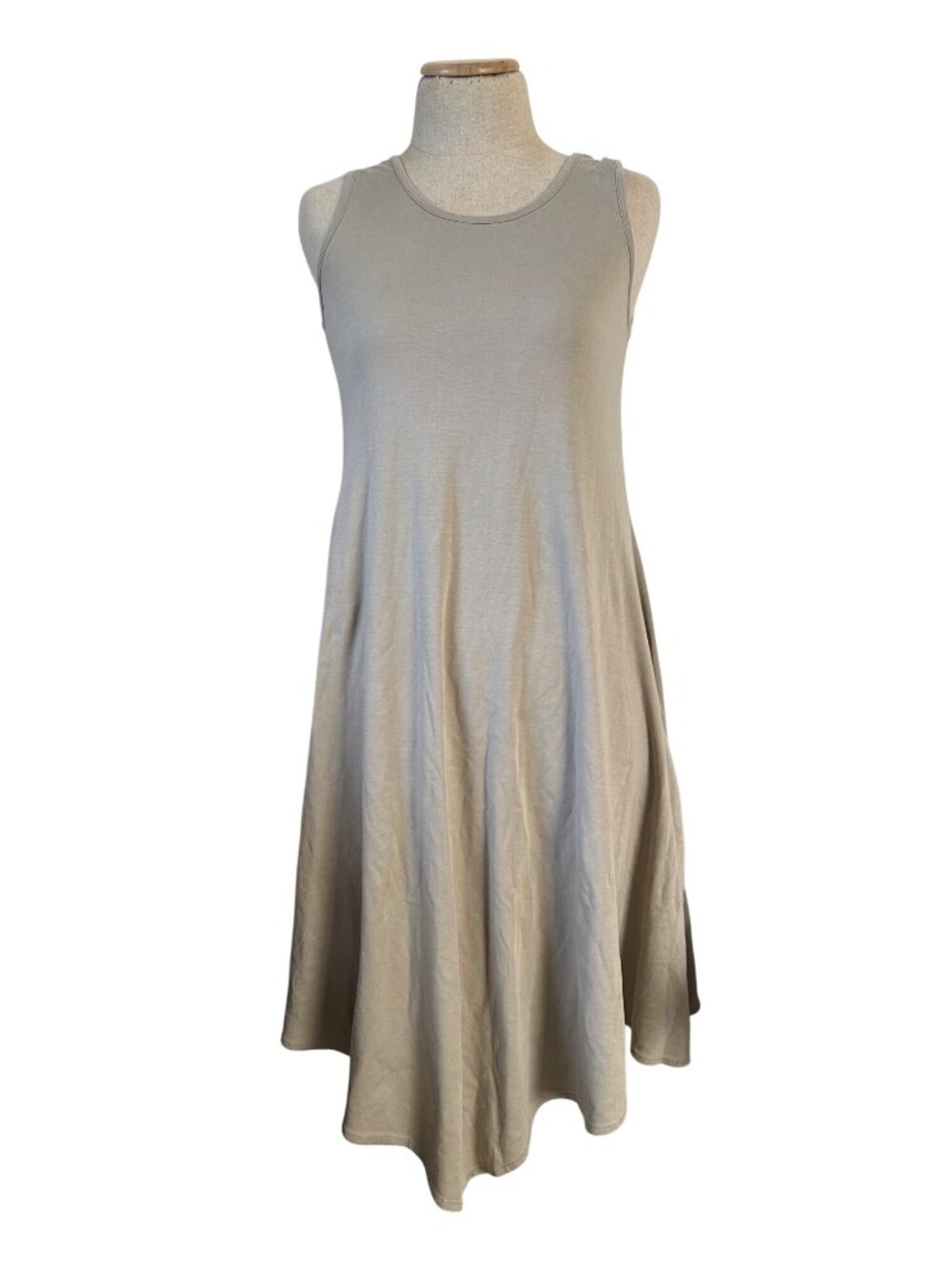 Planet By Lauren G Women's Sz 1 Beige Sleeveless Pima Cotton Handkerchief Hem